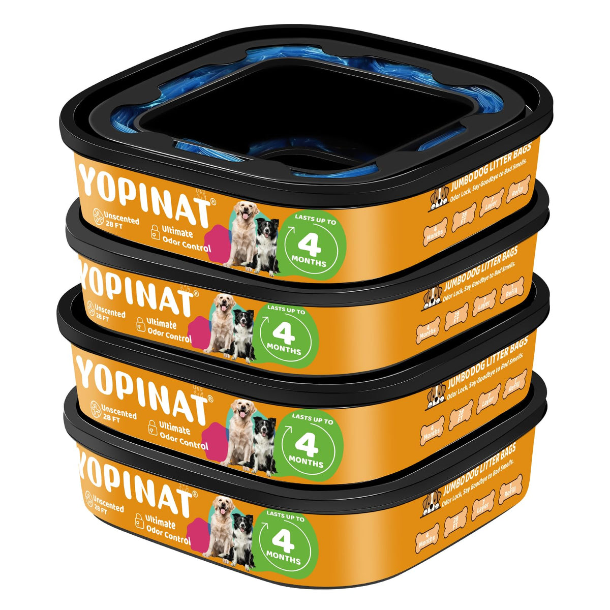 Bolsas recambio jumbo cuadradas sin olor de Yopinat, uso prolongado para residuos caninos.