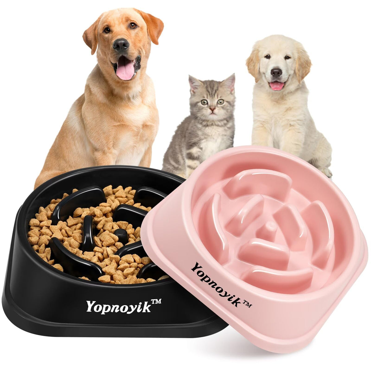 Yopnoyik comedero lento para perros, dos piezas, fomenta comer despacio.