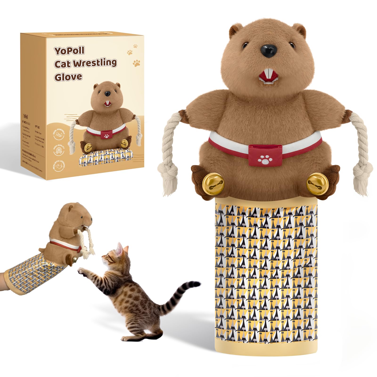 YoPoll guante-lucha-gato, protección segura para juegos interactivos.