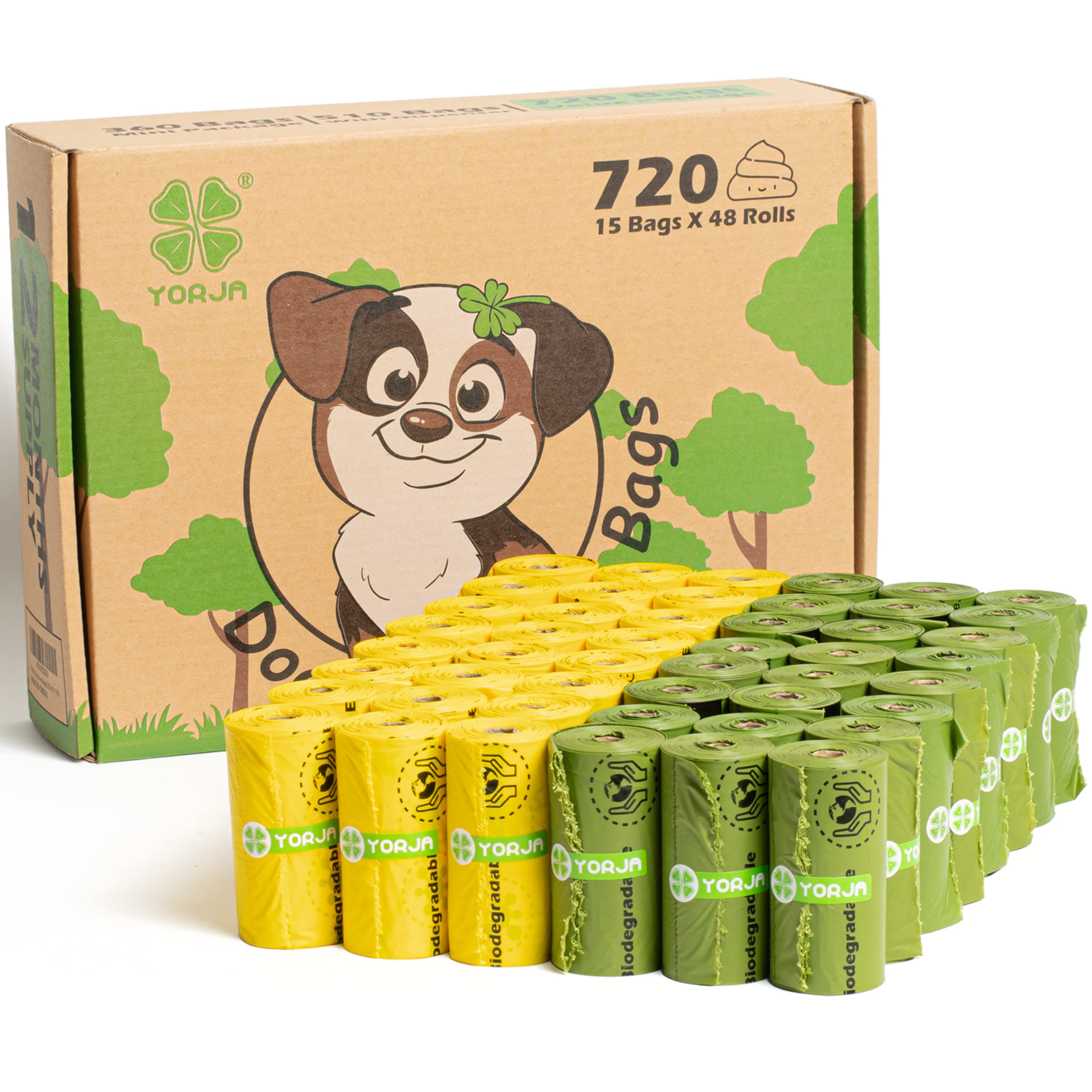 Bolsas Yorja para desechos de perro, 720 unidades, resistentes y a prueba de fugas.