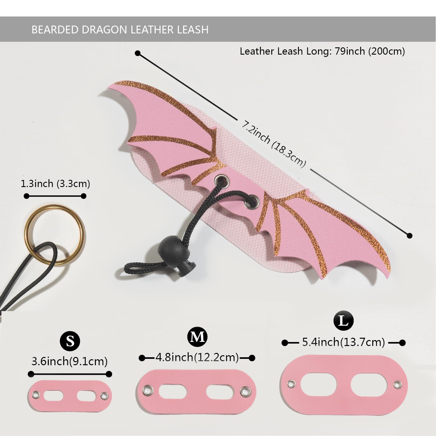 Arnés para dragón barbudo de Yosadol rosa, ajustable y suave.