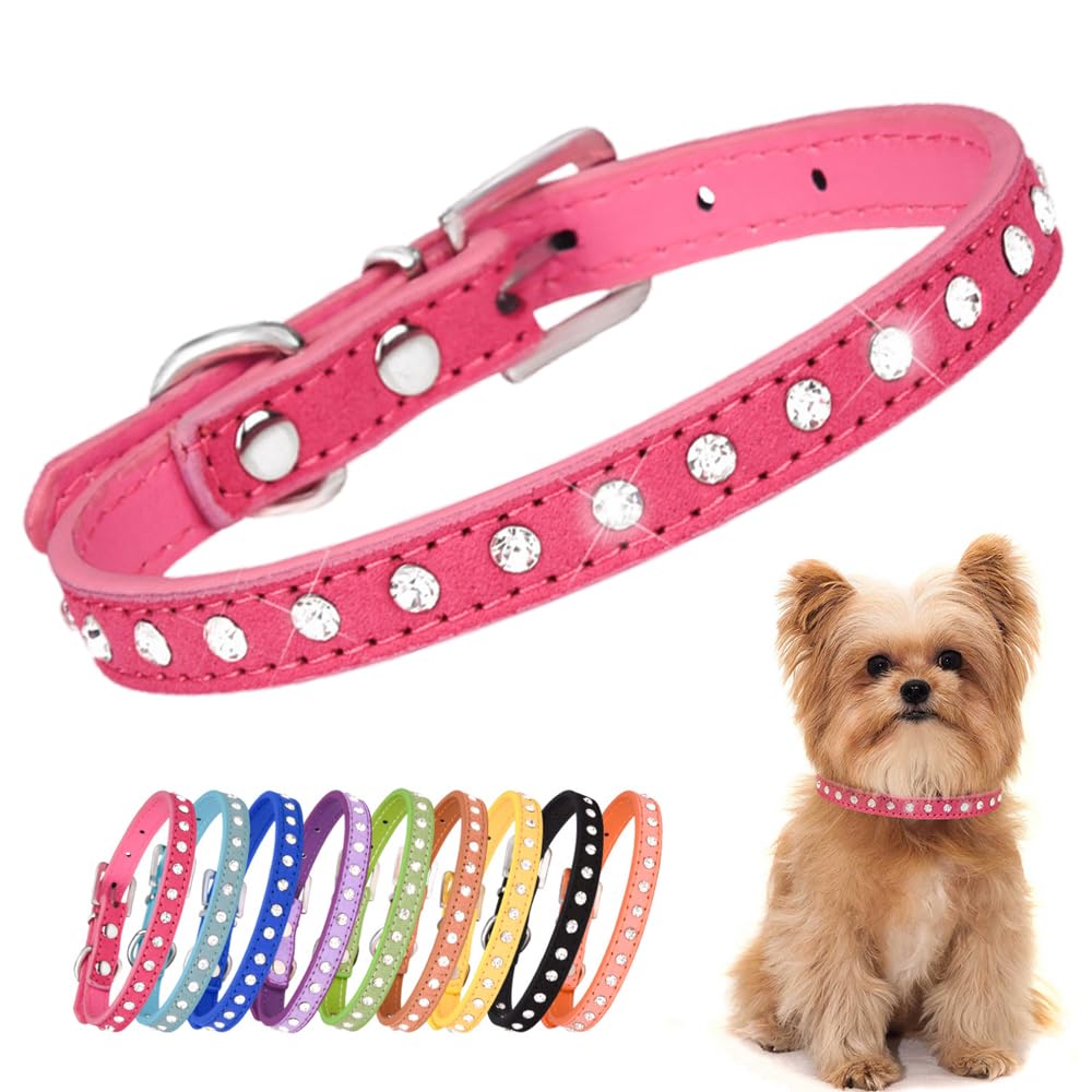 YOUALSO collar con cristales en talla XXS rosa para paseo brilloso