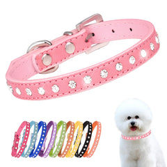 YOUALSO collar de cristales rosa para perros pequeños, brillo discreto para salidas.