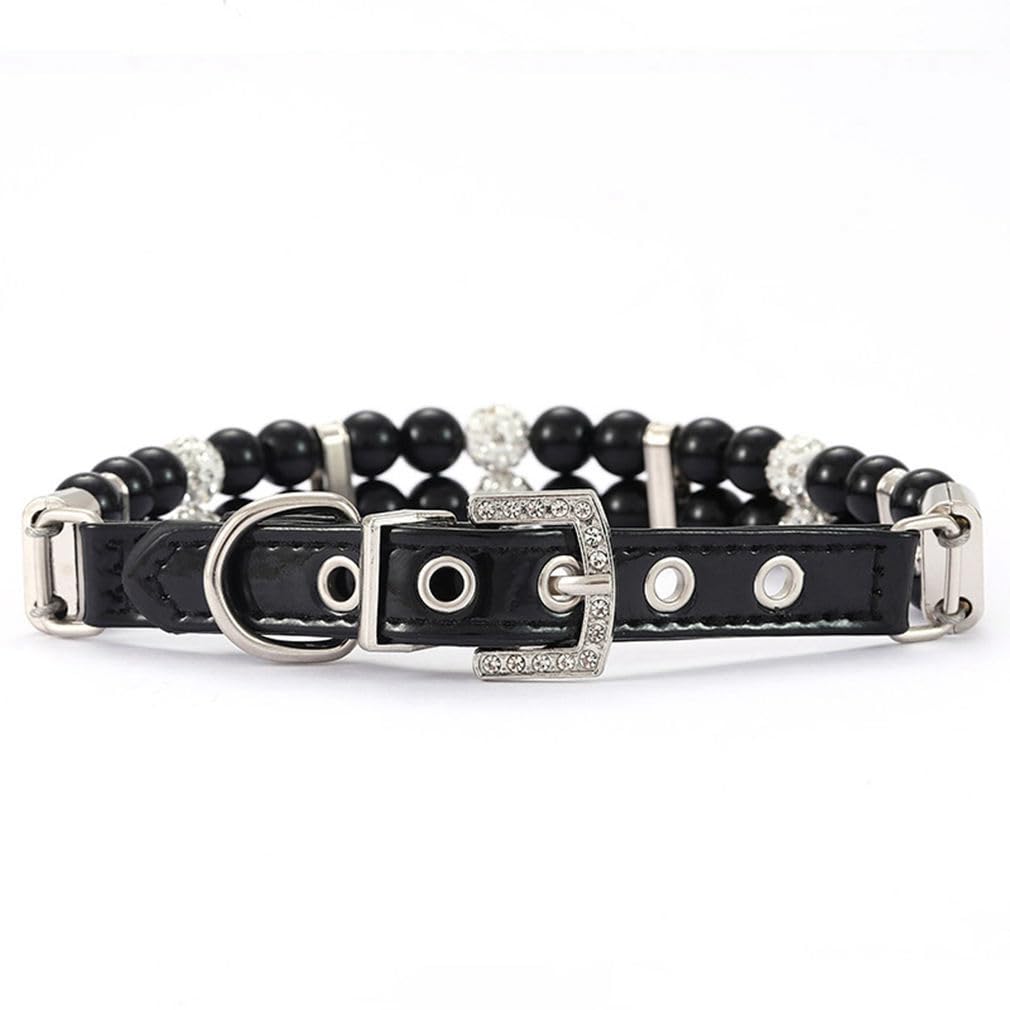 YOUALSO collar de perlas negras para gatos y perros, uso diario.
