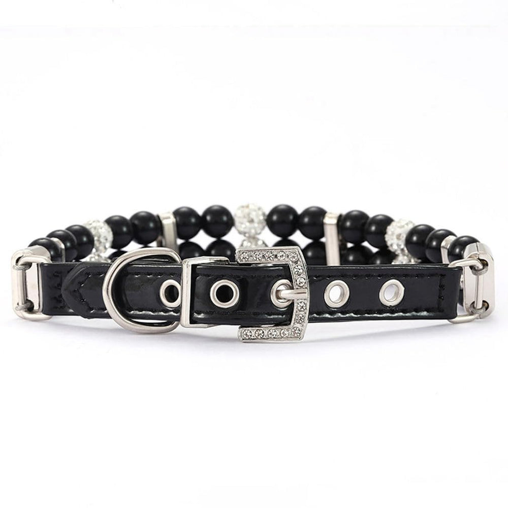 YOUALSO collar de perlas negras para gatos y perros, uso diario.