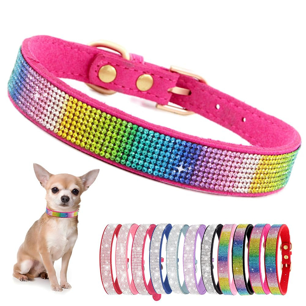 Collar YOUALSO para perro pequeño con diamantes rosa, ideal para fiestas