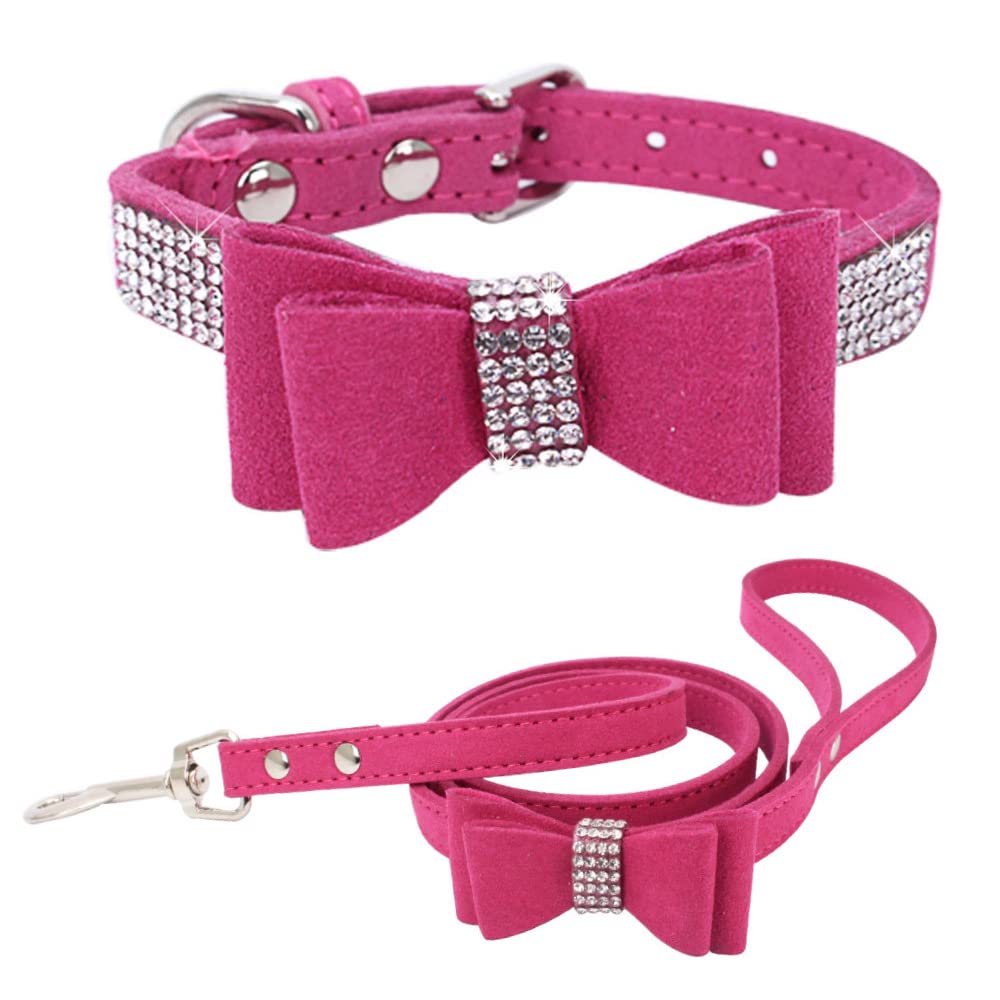 YOUALSO collar perrito rosa fucsia con lazo para uso diario