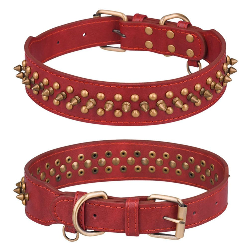 YOUALSO collar spike rojo XL acabado bronce para salidas diarias con estilo.