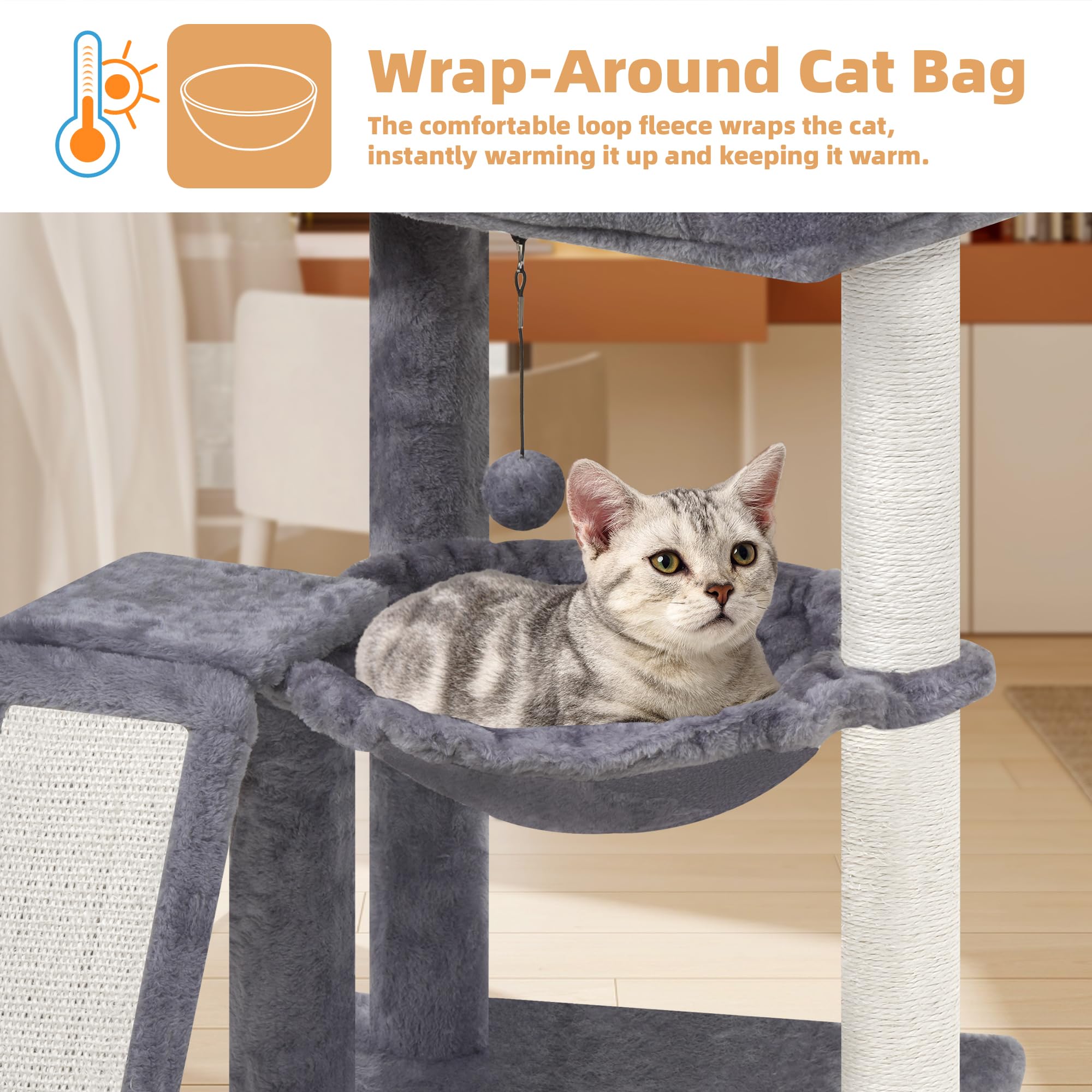YOUPETSER arbol gatos plataforma-descanso acolchada para siestas