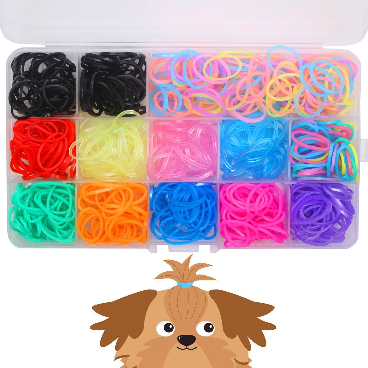 YOY banditas elasticas para perros, paquete de 600 piezas en colores variados para peinados
