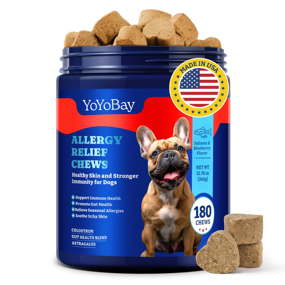 YoYoBay: envase de gomitas para alergias caninas, 180 unidades.