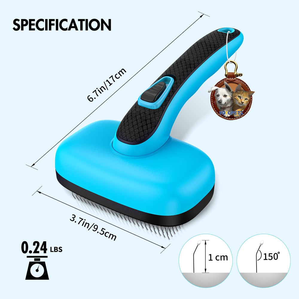 YOYUPETA cepillo auto-limpiante para gatos y perros azul; perfecto para sesiones de cuidado en casa.