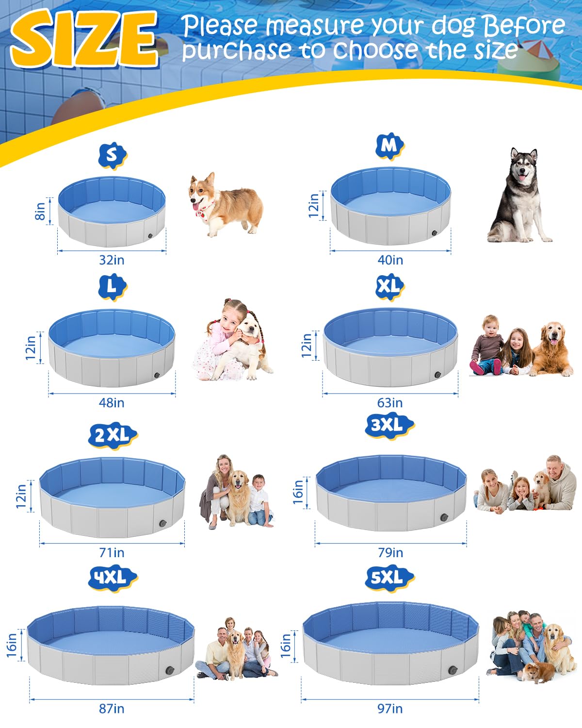 Piscina plegable para perros de YSJILIDE con PVC resistente, fácil de almacenar y transportar