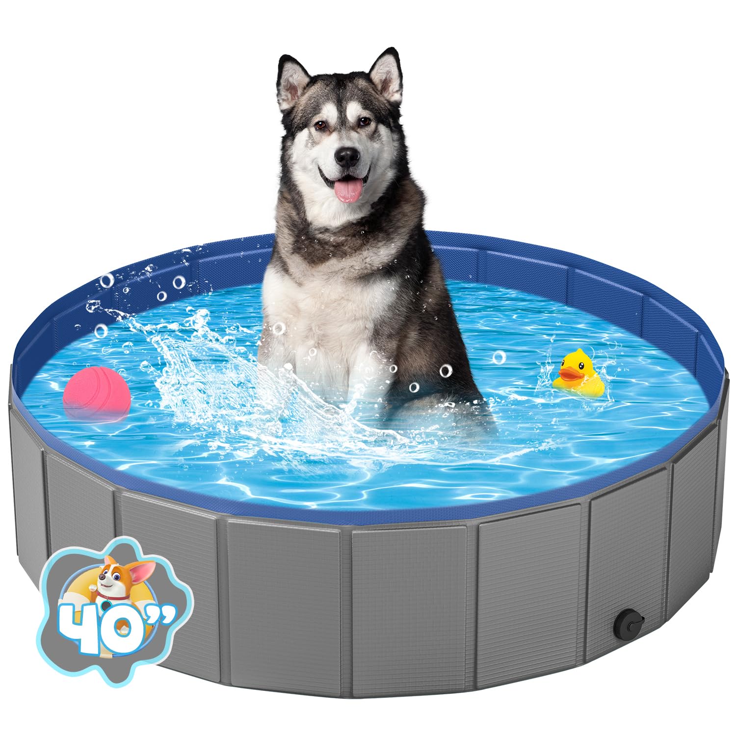 YSJILIDE piscina para perro portátil y plegable, ideal para baño rápido al exterior.