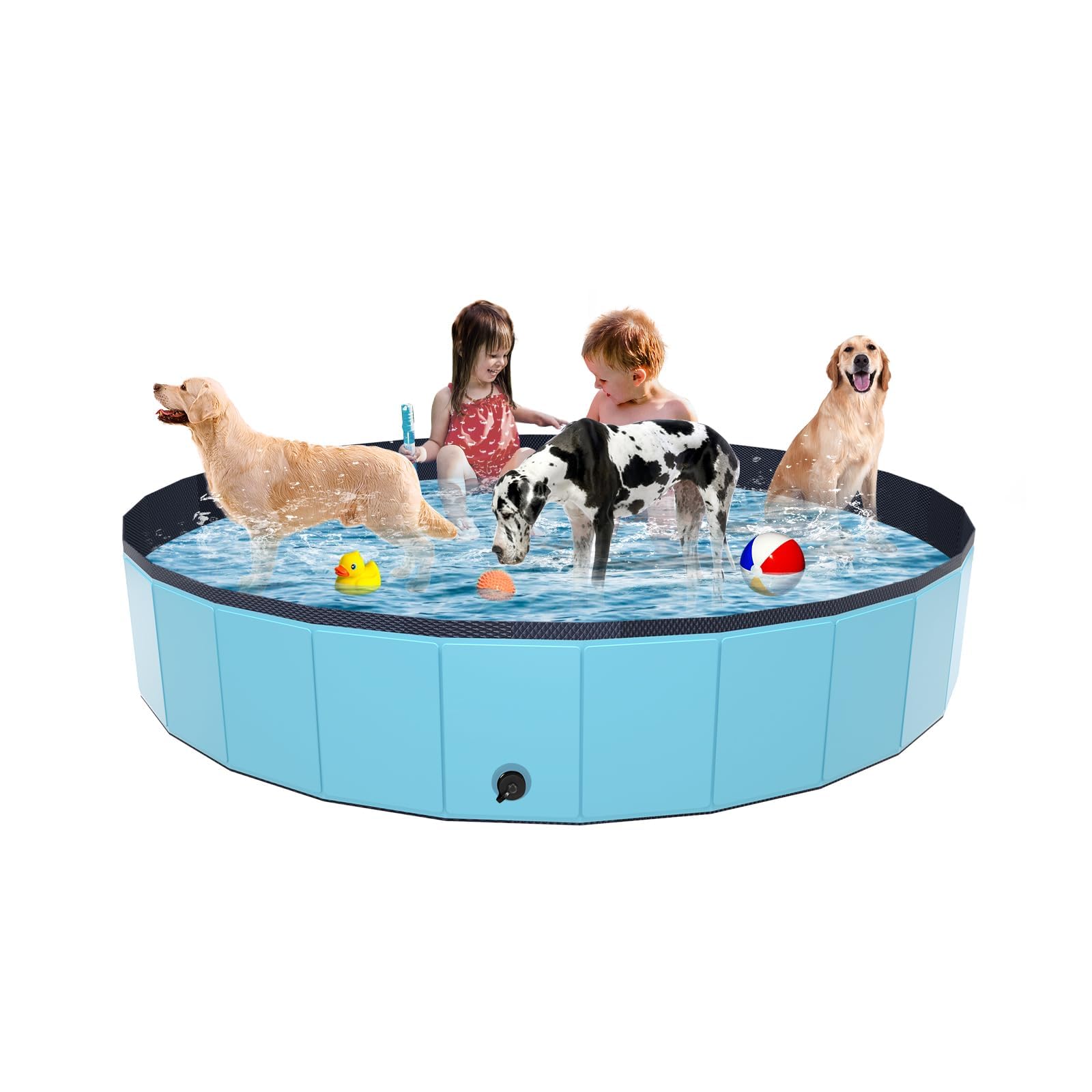 YSJILIDE piscina portátil para perros XXL en PVC, ideal para refrescar y jugar.