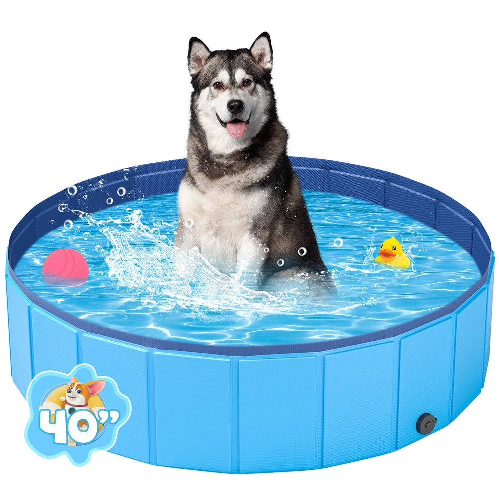 YSJILIDE piscina para perros portátil azul, ideal para refrescar al exterior.