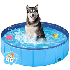 YSJILIDE piscina para perros portátil azul, ideal para refrescar al exterior.