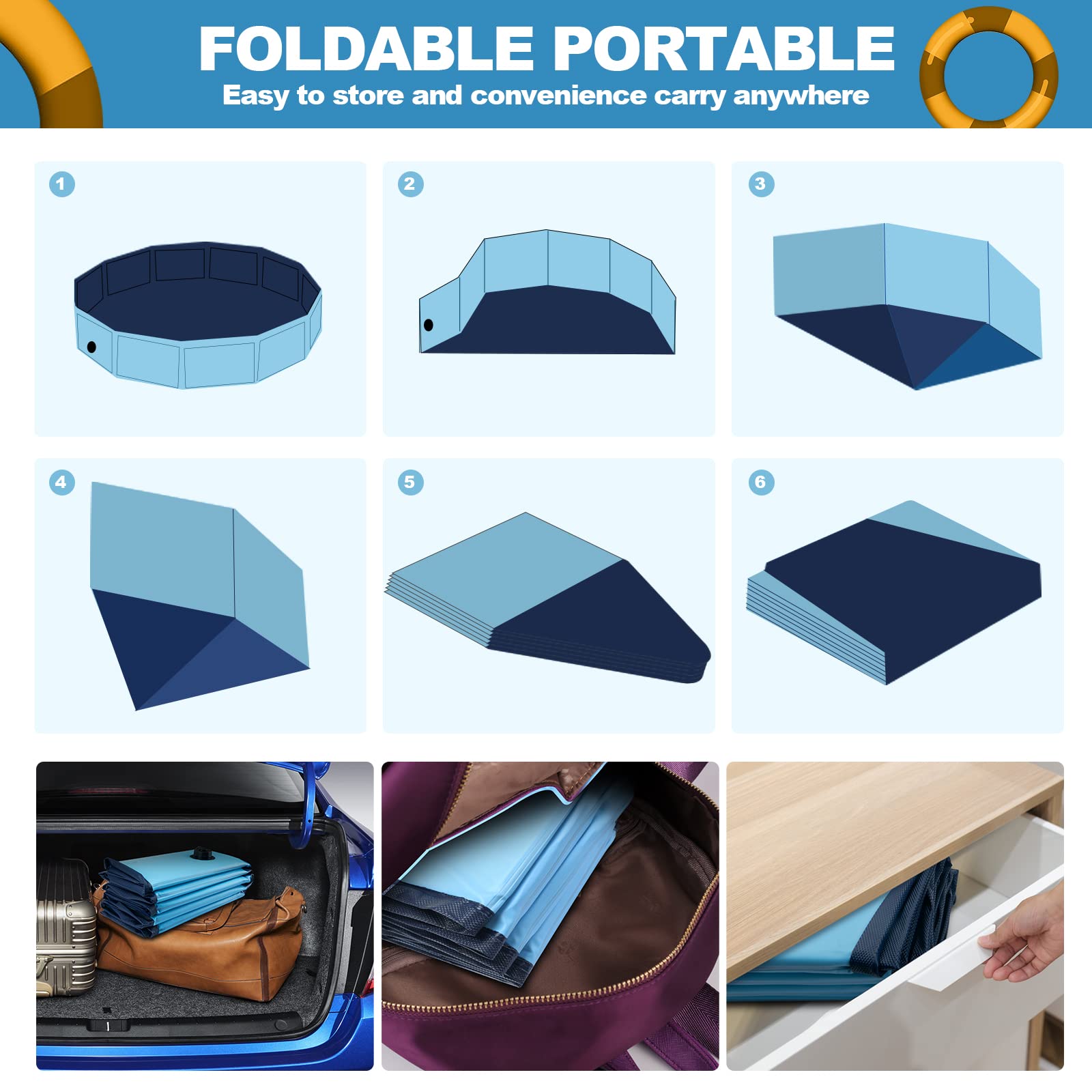 YSJILIDE piscina para perros resistente con 3 capas para durabilidad.