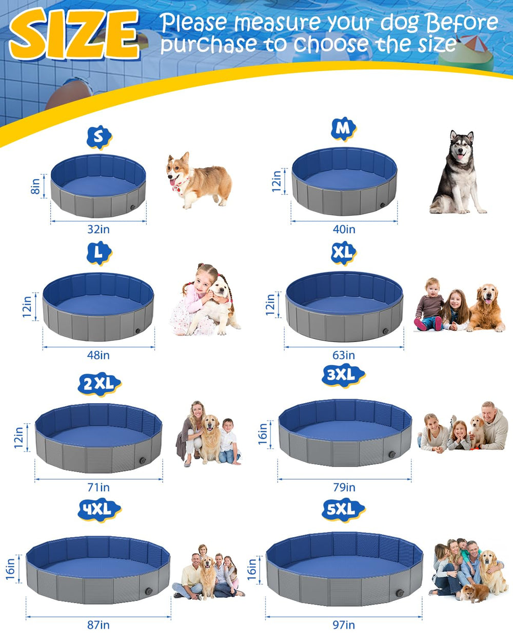 YSJILIDE piscina portátil plegable, almacenamiento fácil en casa