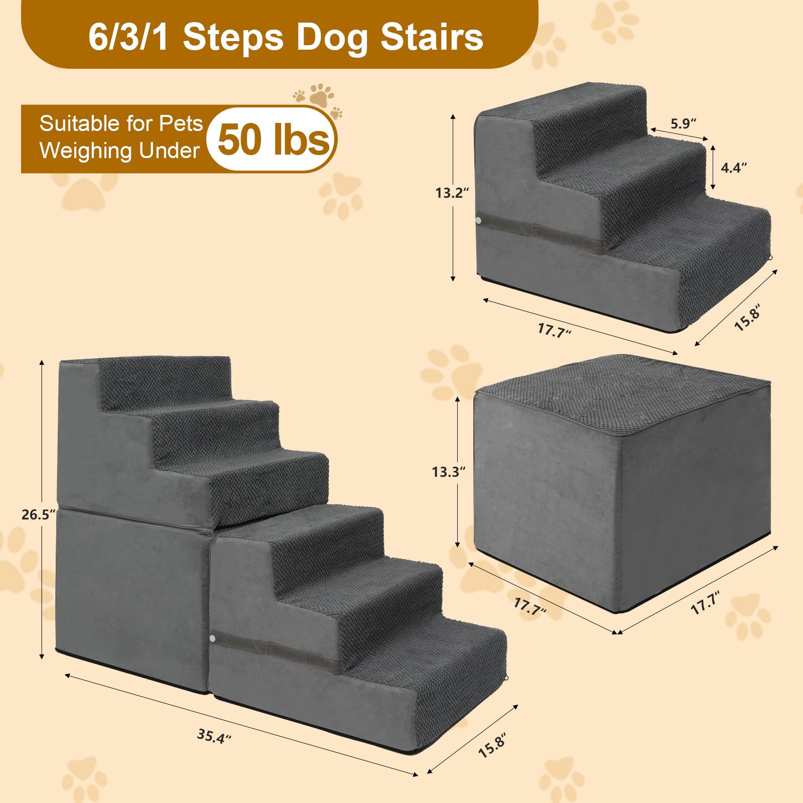 YU YUSING escalera antideslizante para perros, estabilidad al subir y bajar.