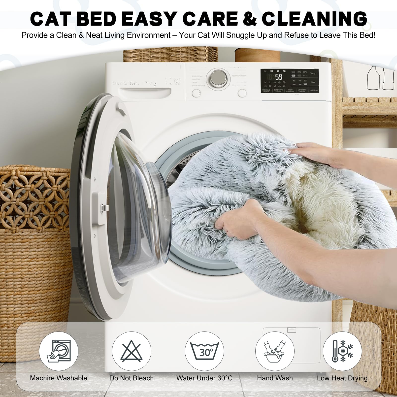 Uso diario en sala con cama YUDANSI para gato.