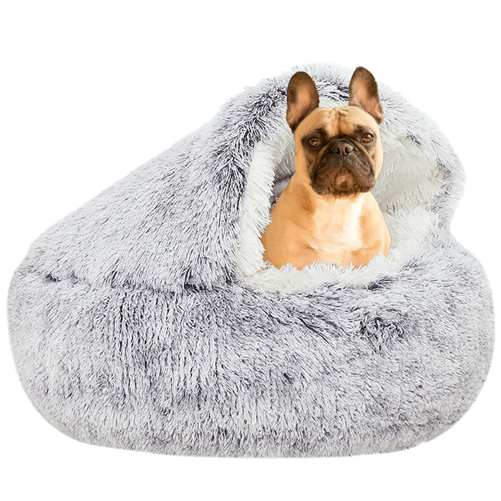 Cama YUDANSI para perro pequeño con capucha, descanso cómodo y cálido.