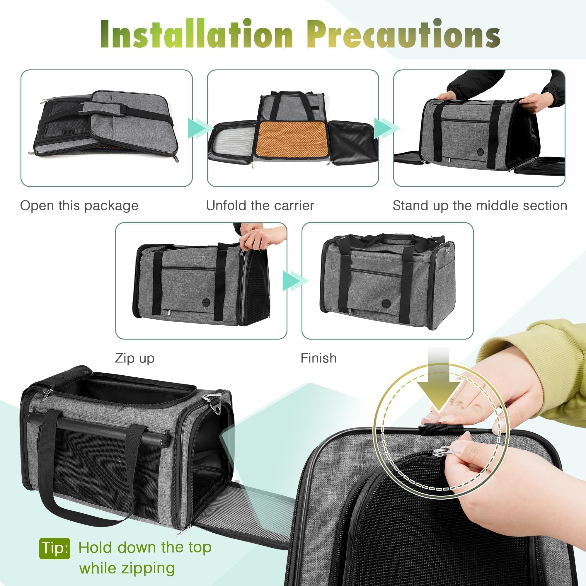 Transportín YUDODO con diseño plegable para ahorro de espacio