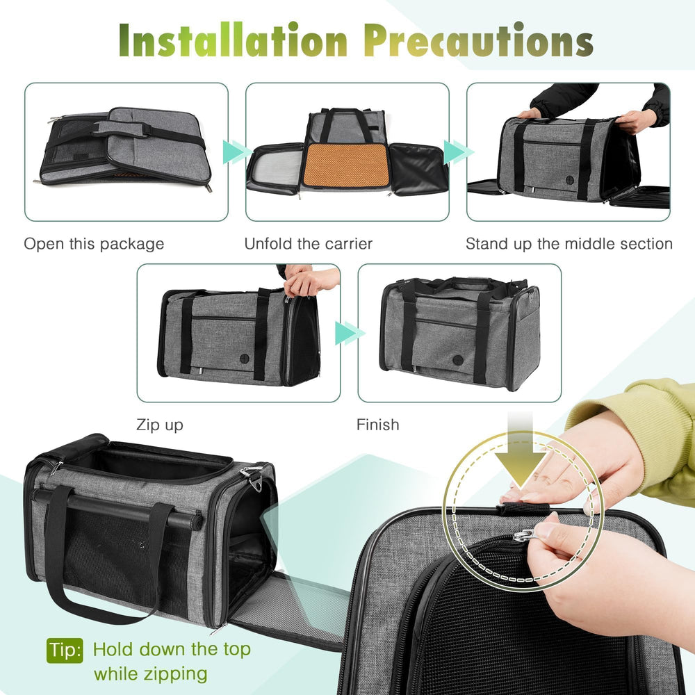 Transportín YUDODO con diseño plegable para ahorro de espacio