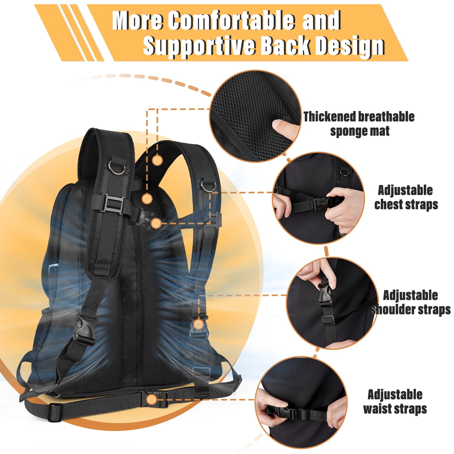 YUDODO transportín frontal con bolsillos para snacks y juguetes