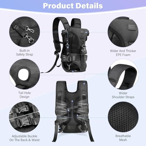 YUDODO mochila frontal ergonómica para gato pequeño durante salidas.