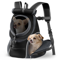 YUDODO Mochila portaperro frontal con capucha mejora visibilidad nocturna.