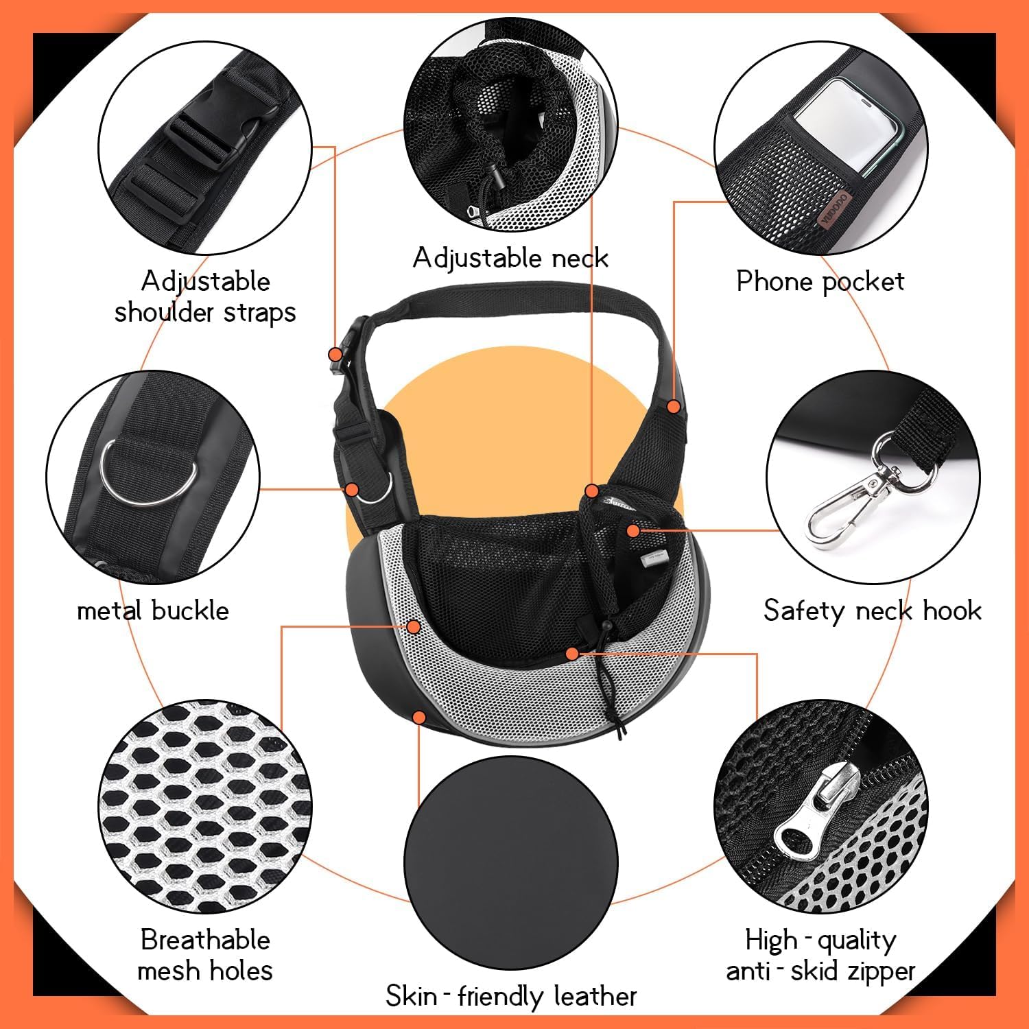 yudodo porta-mascotas bandolera, cierre de seguridad para evitar escapes