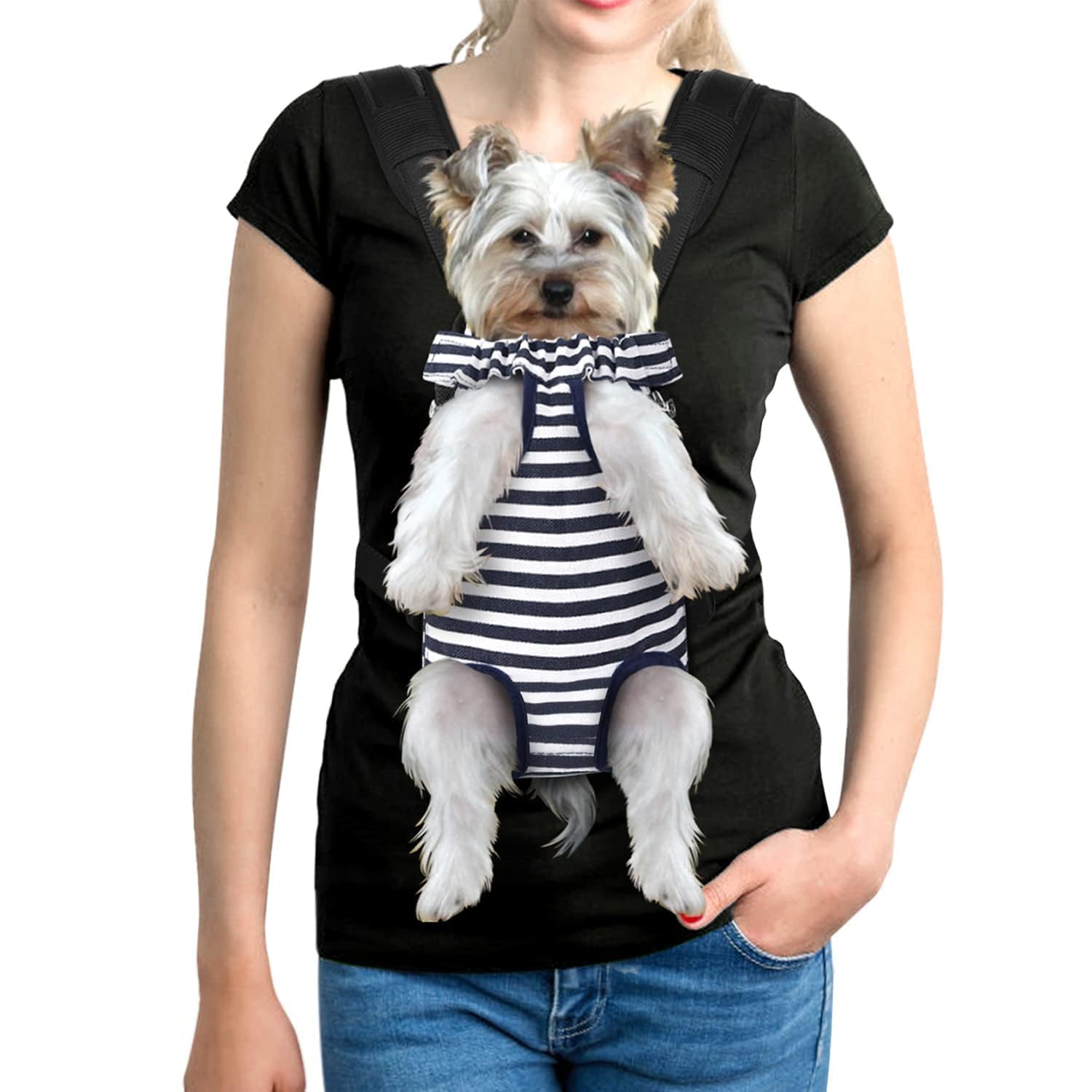 YUDODO Portador frontal para perro con ajuste de correas, ideal para paseos sin manos.