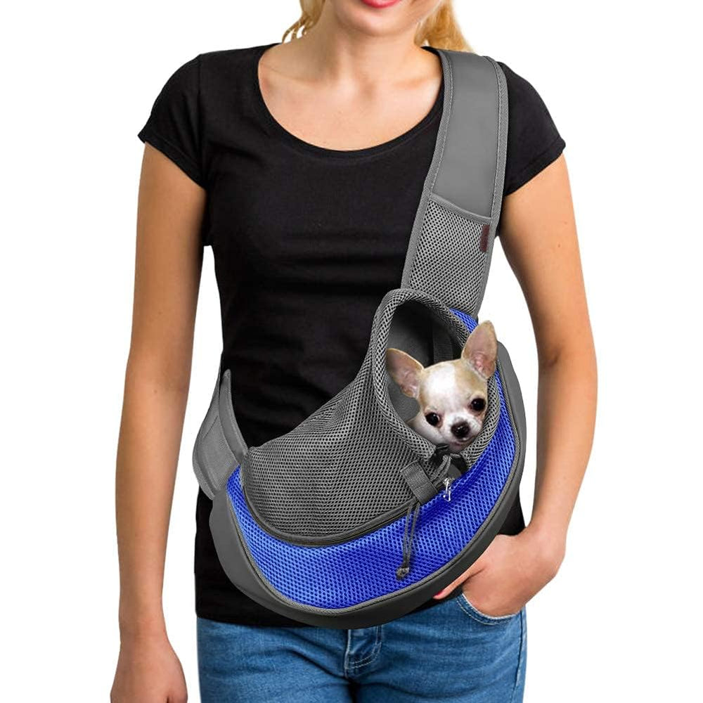YUDODO portador bandolera para perro pequeño en azul, transporte cómodo y manos libres