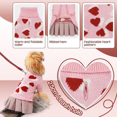 YUDODO Vestido-Suéter con patrón de corazones, añade encanto.