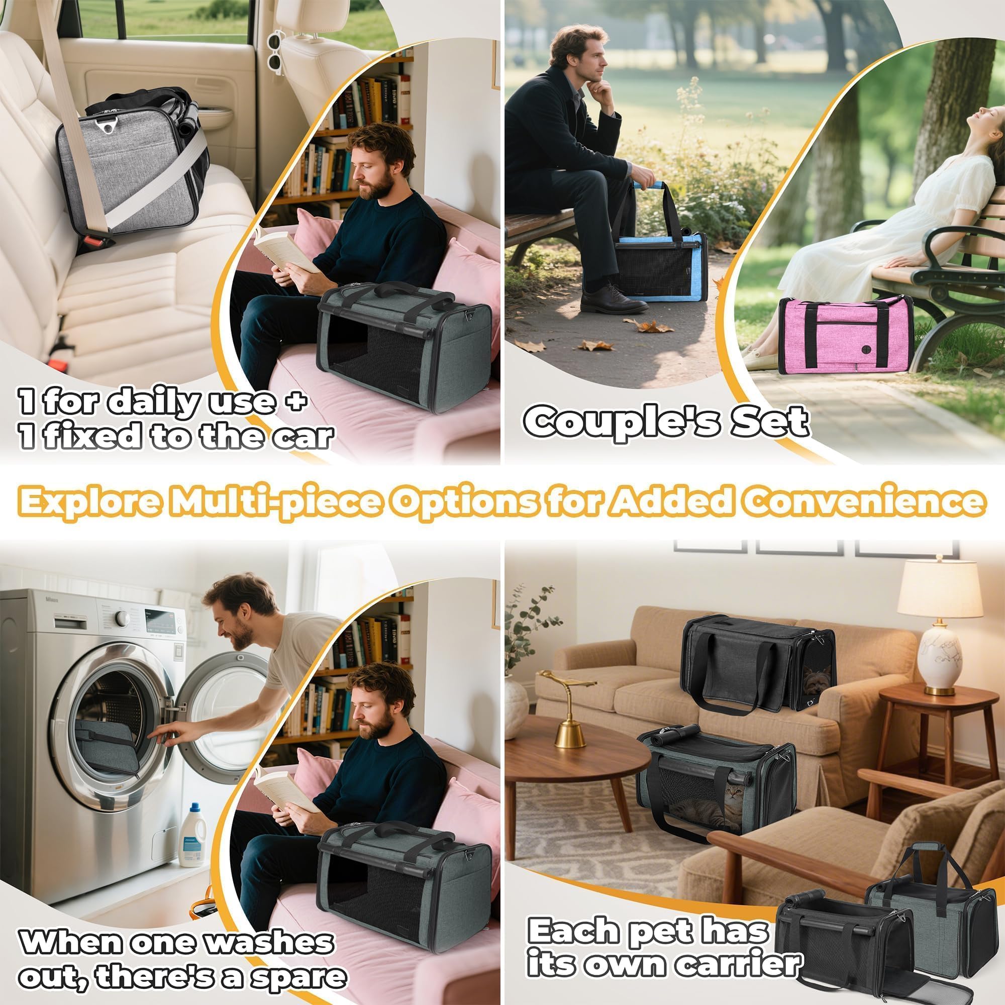 YUDODO transportín grande con asas ergonómicas para transporte diario cómodo.