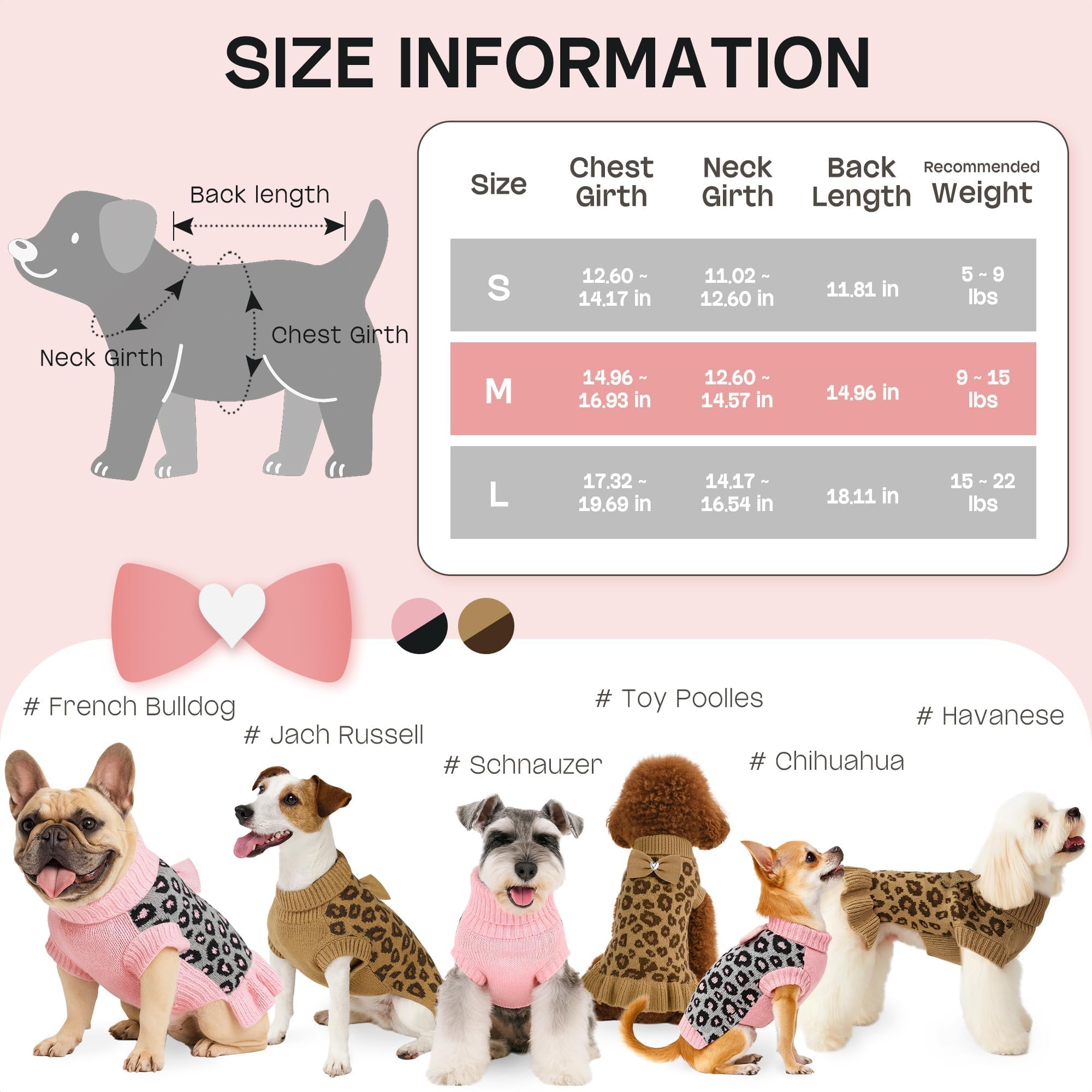 Vestido para perro pequeño con cuello alto Leopard, abrigo cómodo