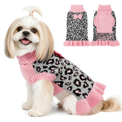 Vestido-sudadera YUDODO leopardo con lazo, ideal para paseos invernales