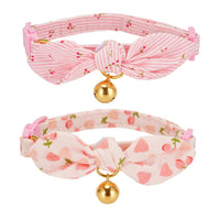 Collar YUDOTE con lazo rosa para gato, cómodo para uso diario