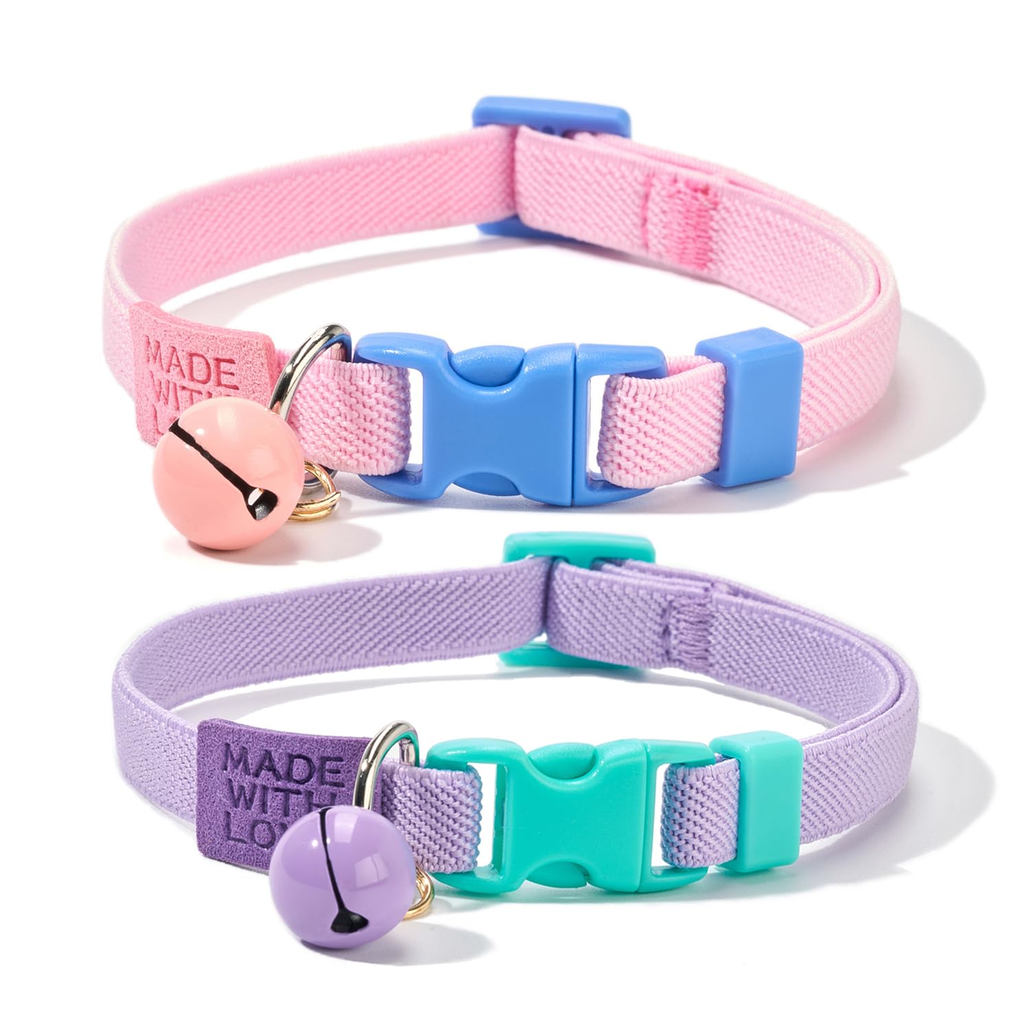 Collar elástico YUDOTE para gatos, 2 piezas, ajuste cómodo para uso diario.