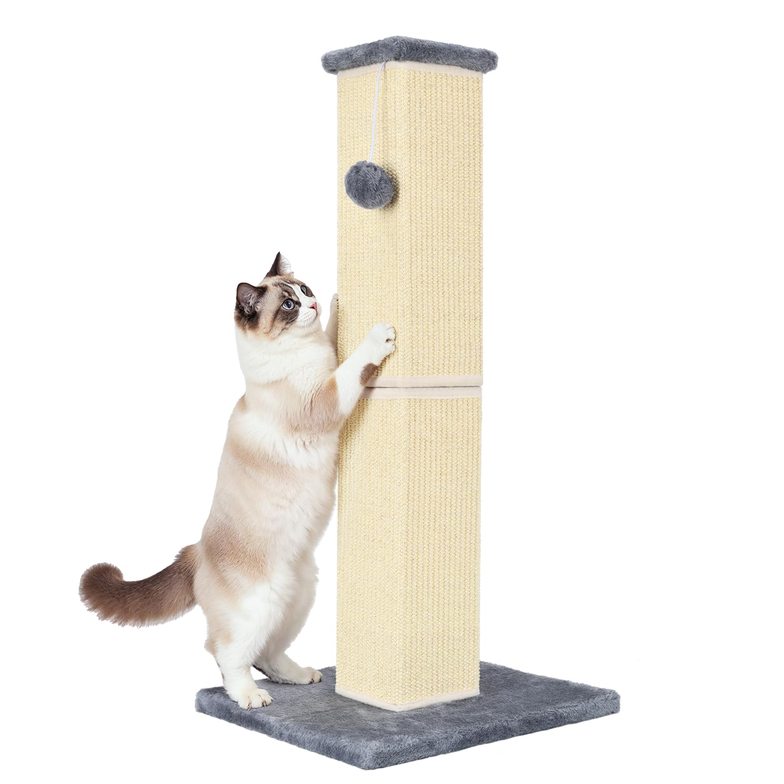 YULOYI poste rascador 32 pulgadas alta para gatos grandes, favorece estiramiento completo.