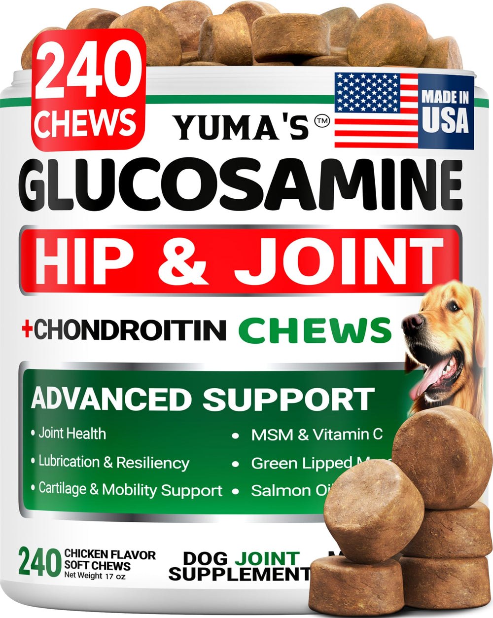 YUMA'S Glucosamina para perros en lata, ideal para uso diario.