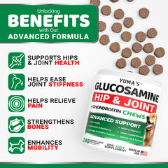YUMA'S Glucosamina para perros, perro en movimiento con mayor flexibilidad.