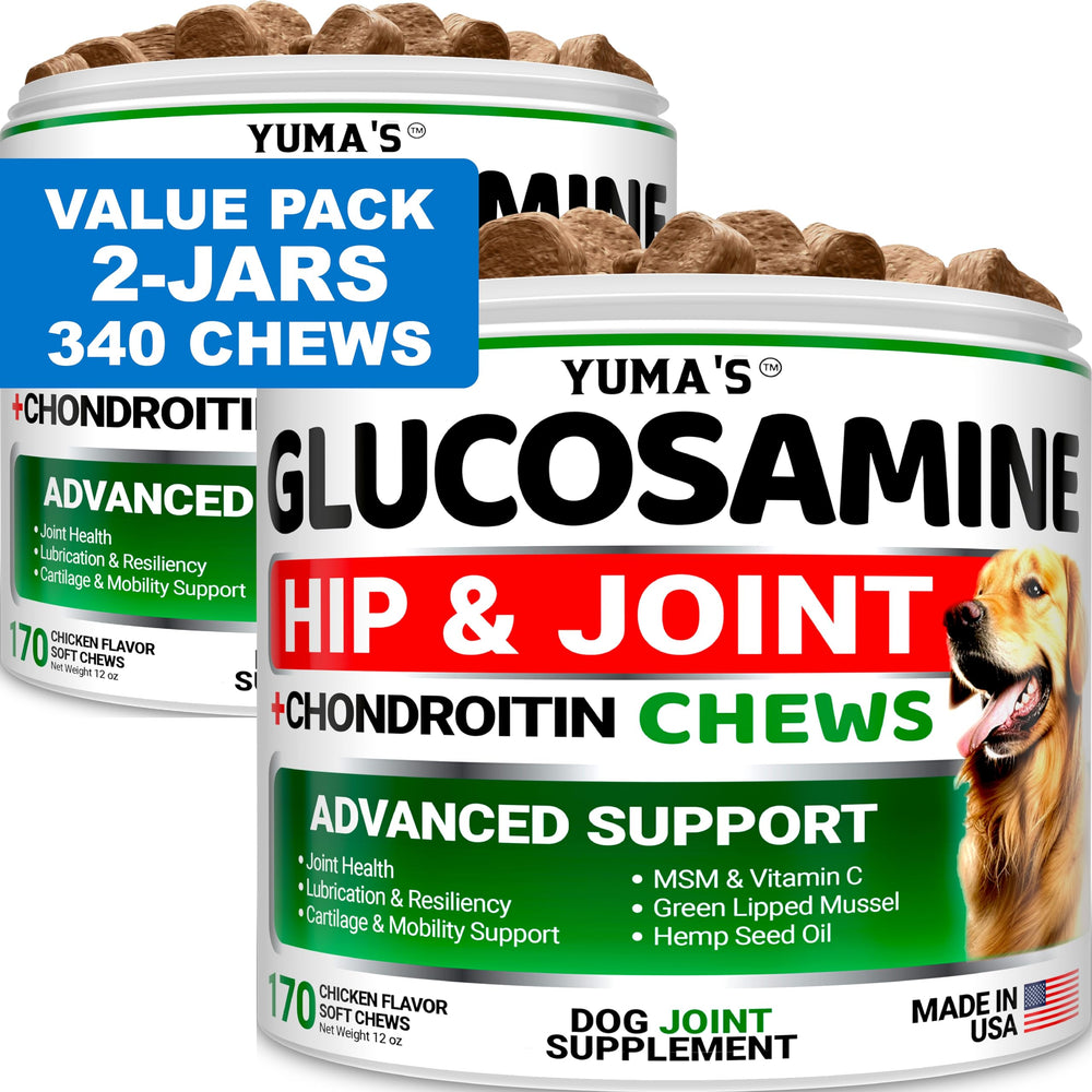 YUMA'S glucosamina para perros: caja frontal que sugiere apoyo articular.
