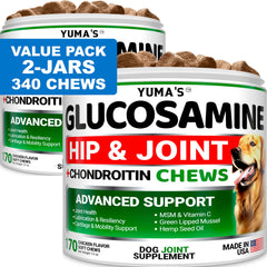 YUMA'S glucosamina para perros: caja frontal que sugiere apoyo articular.