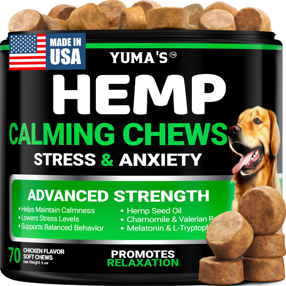 YUMA'S masticables calmantes avanzados, paquete frontal, ideal para aliviar la ansiedad.