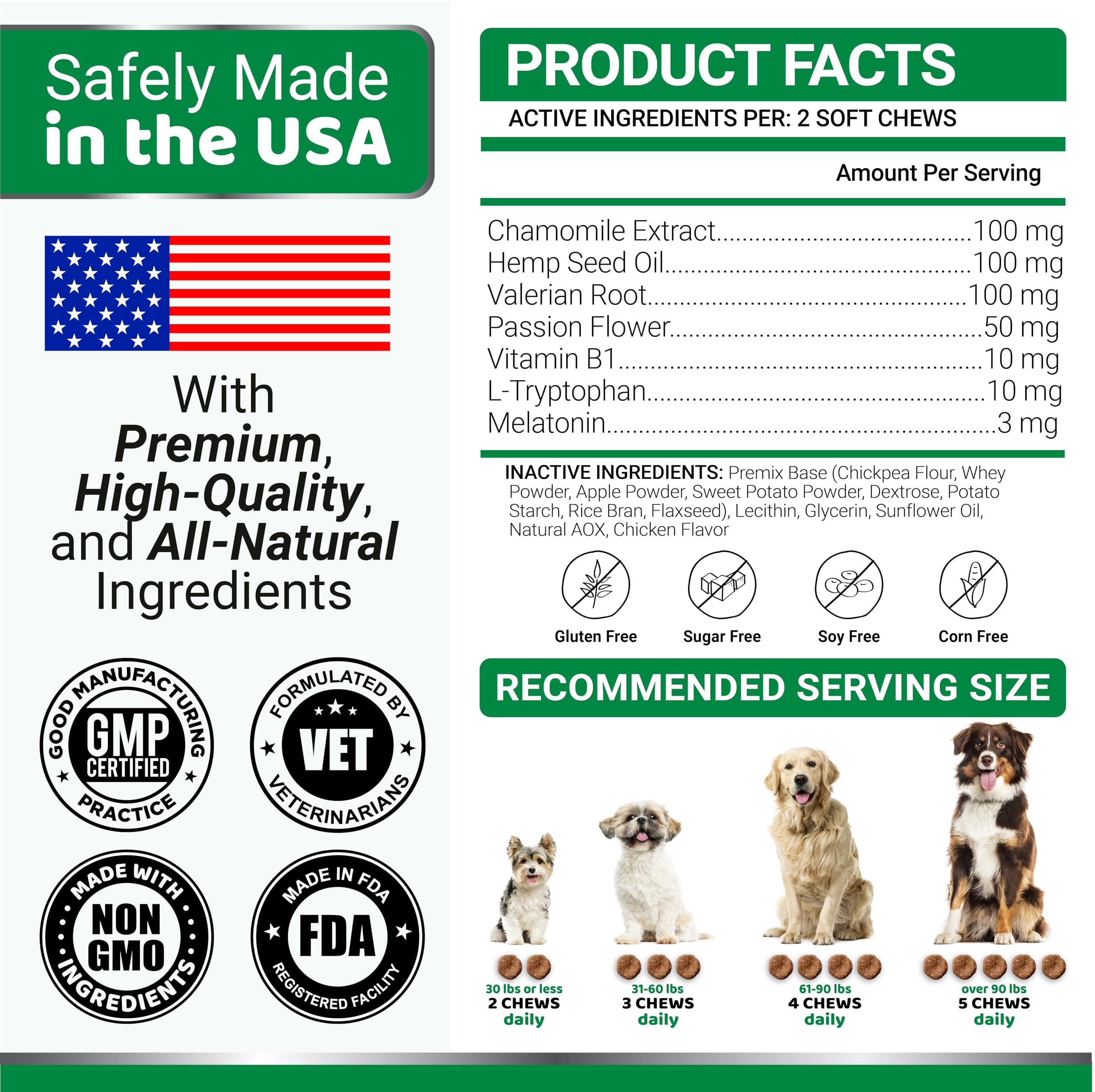 YUMA'S masticables calmantes para perros, formulados para tranquilidad diaria en cualquier tamaño.