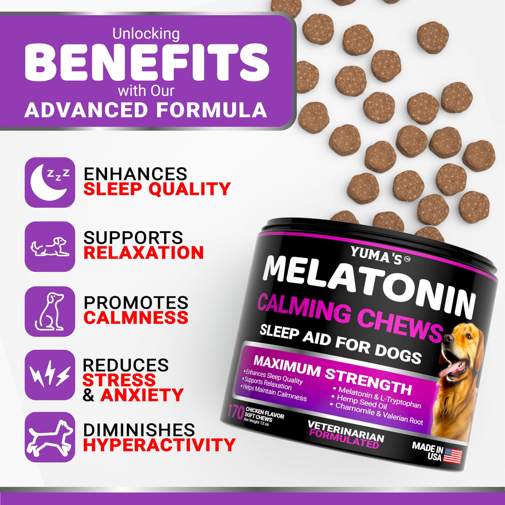 YUMA'S Melatonina para perros, bocaditos masticables, opción práctica.
