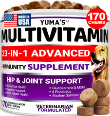 YUMA'S multivitamínicas para perro en gomitas dentro de un bote, nutrición diaria.