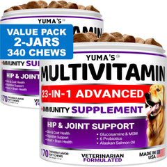 YUMA'S multivitamínicos para perros en pack de dos para salud general.